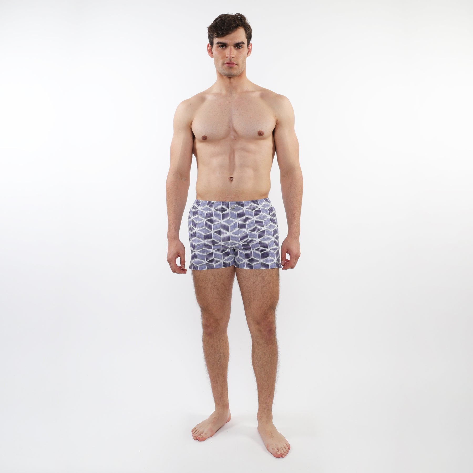Periwinkle Cubes 2.5" Swim Shorts
