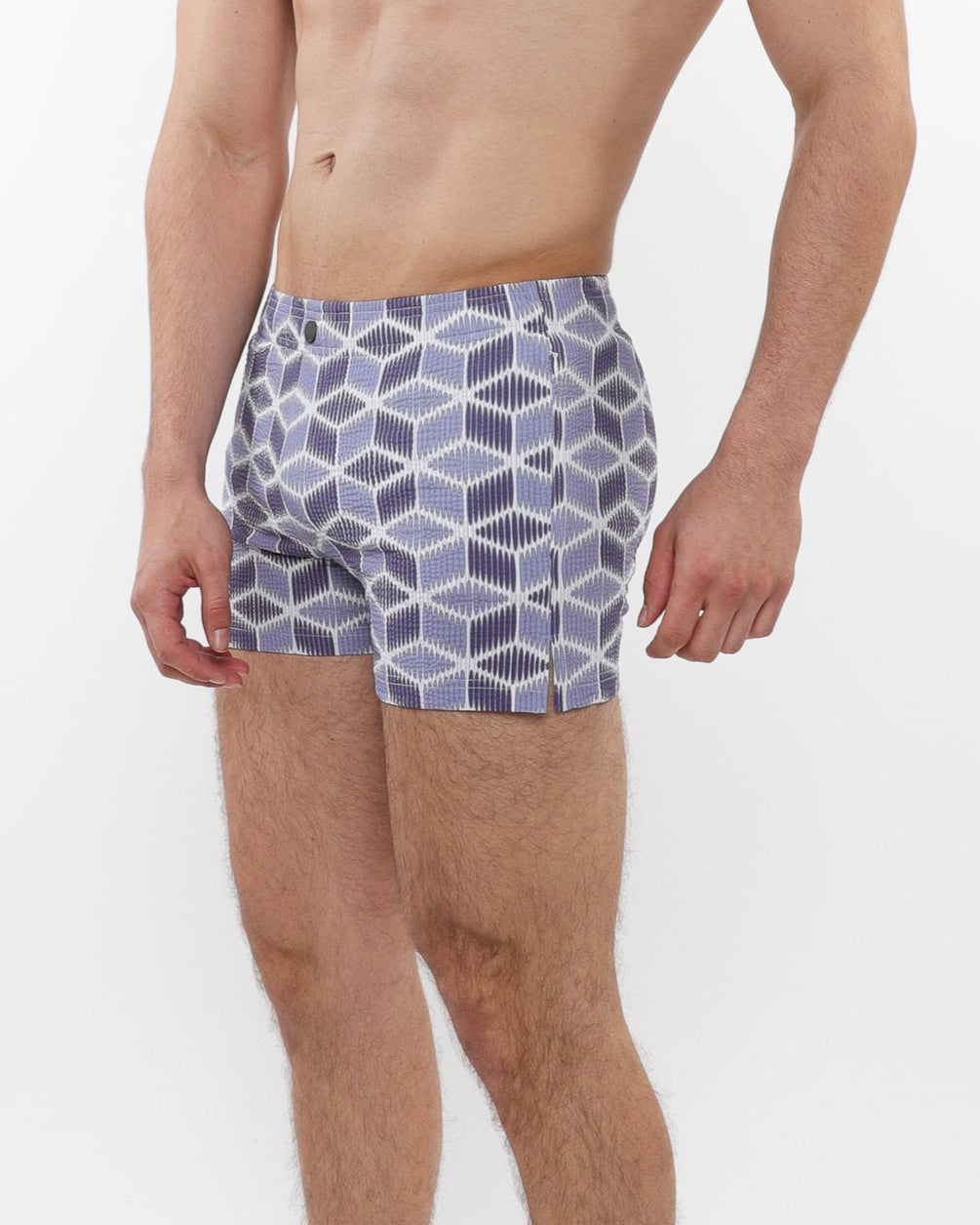 Periwinkle Cubes 2.5" Swim Shorts Navy
