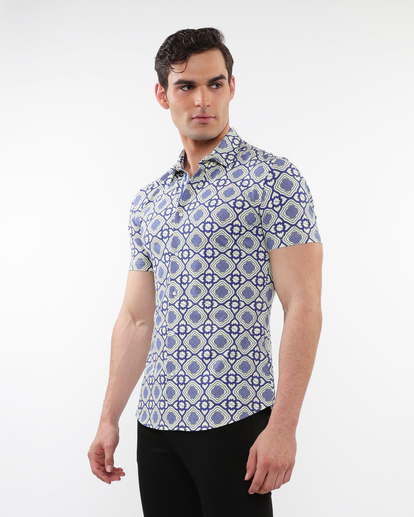 Cream Tiles Performance Short Sleeve Shirt