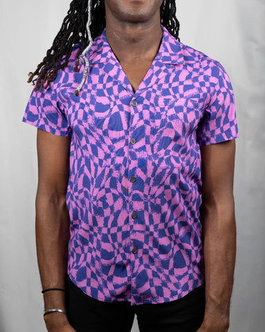 Plaid Waves Resort Shirt Purple