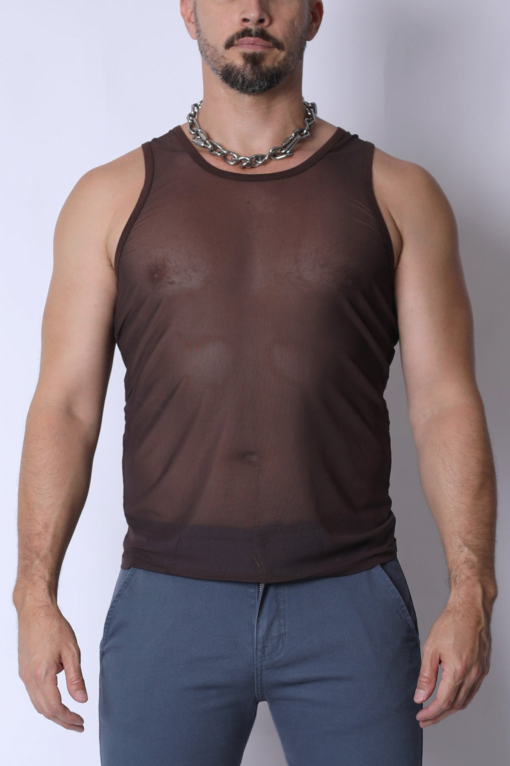 Phantom Mesh Tank Top Brown