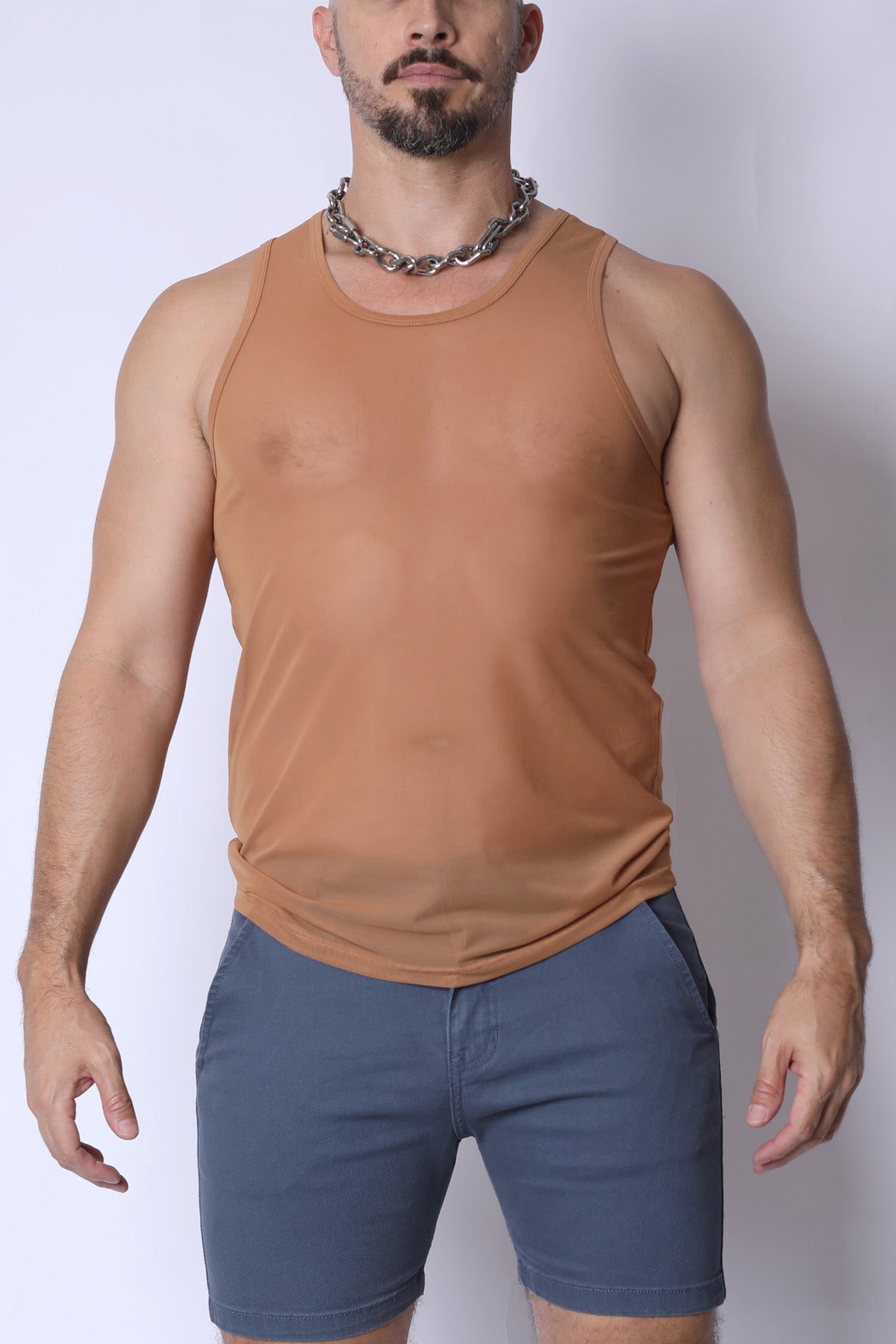 Phantom Mesh Tank Top Tan