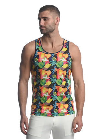 Rainbow Abstract Tropics Mesh Tank Rainbow