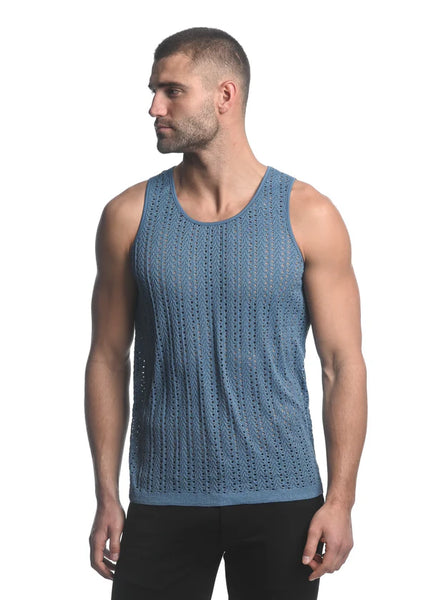 Stretch Gossamer Micro Arrows Tank Dolphin Blue