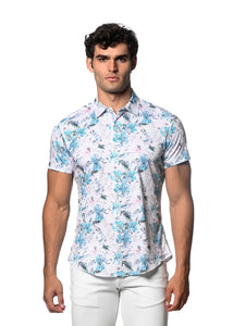 Floral Jersey Knit Shirt - Orchid Print Blue