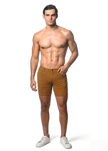 5" Stretch Knit Washed Denim Short Ochre