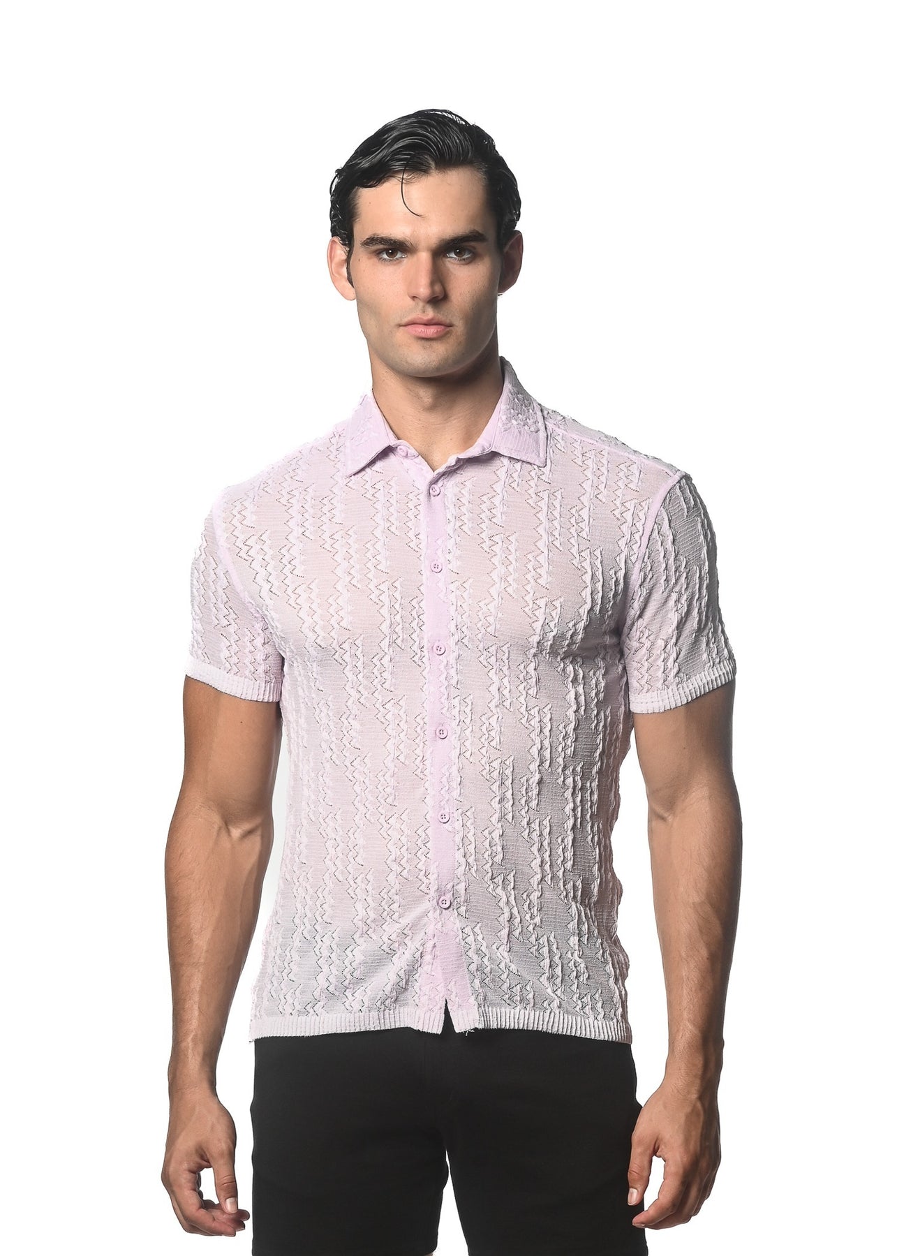 Dash Chevron Knit Shirt Orchid