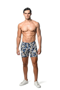 5" KNIT Fleur Printed Stretch Shorts Navy Butter