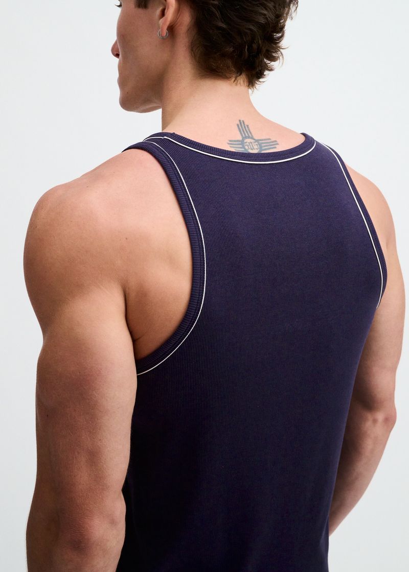 Rib Stretch Contrast Cotton/Tencel Tank