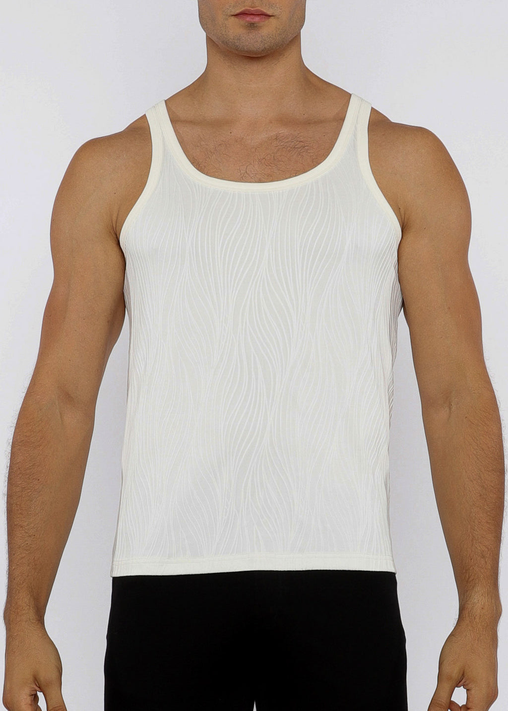 VEINS STRETCH KNIT TANK TOP Ecru