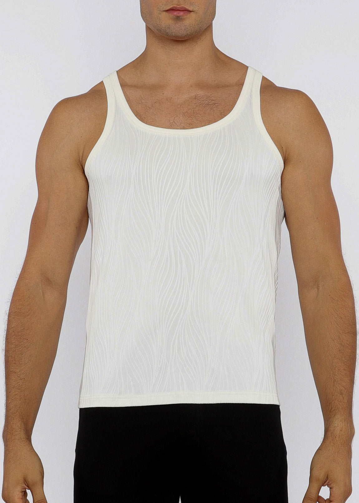 VEINS STRETCH KNIT TANK TOP Ecru