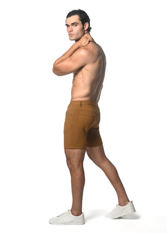 5" Stretch Knit Washed Denim Short