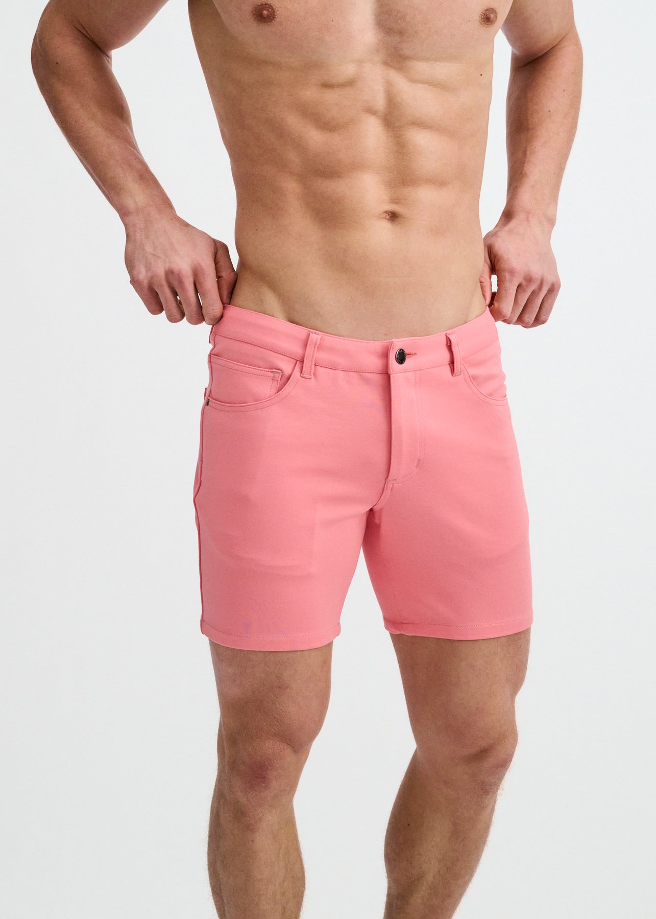 5" Stretch Knit Jean Short - Crepe Pink