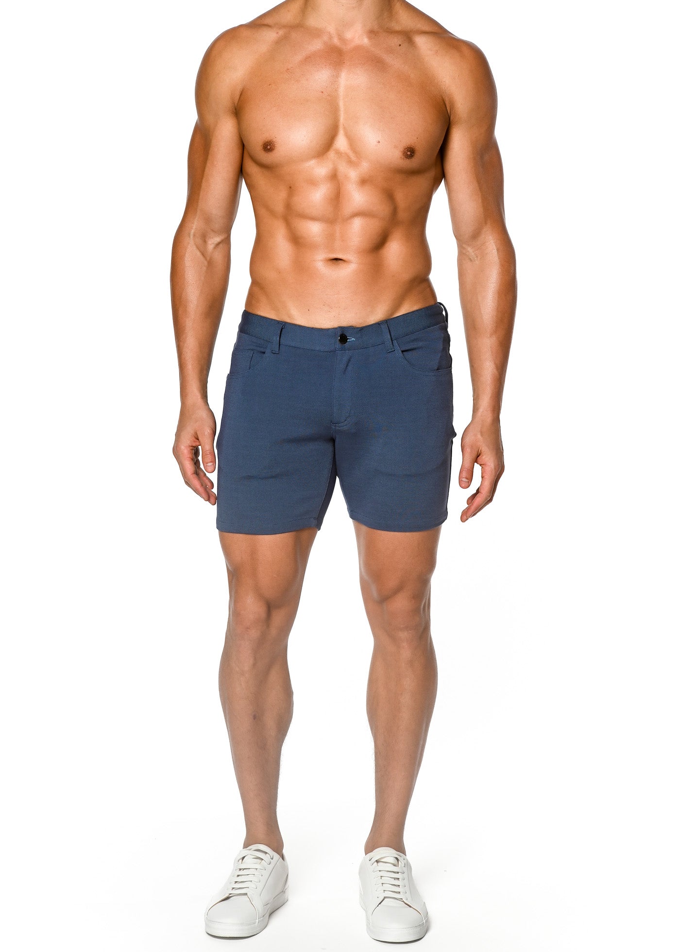 5" Stretch Knit Jean Short - Baltic Blue