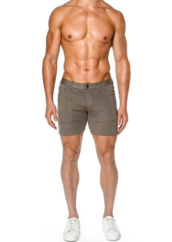 5" Stretch Knit Jean Short - Pecan