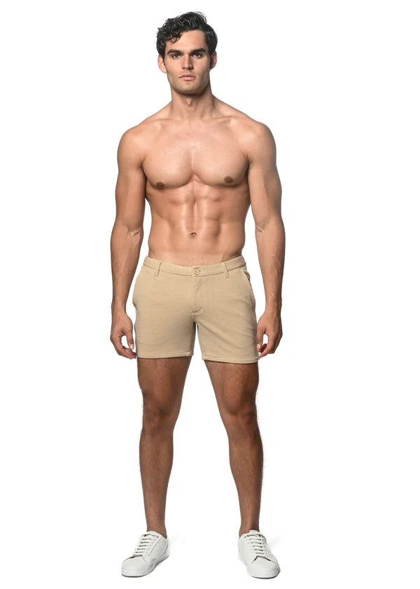 5" Stretch Knit Chino Short w/zip pockets