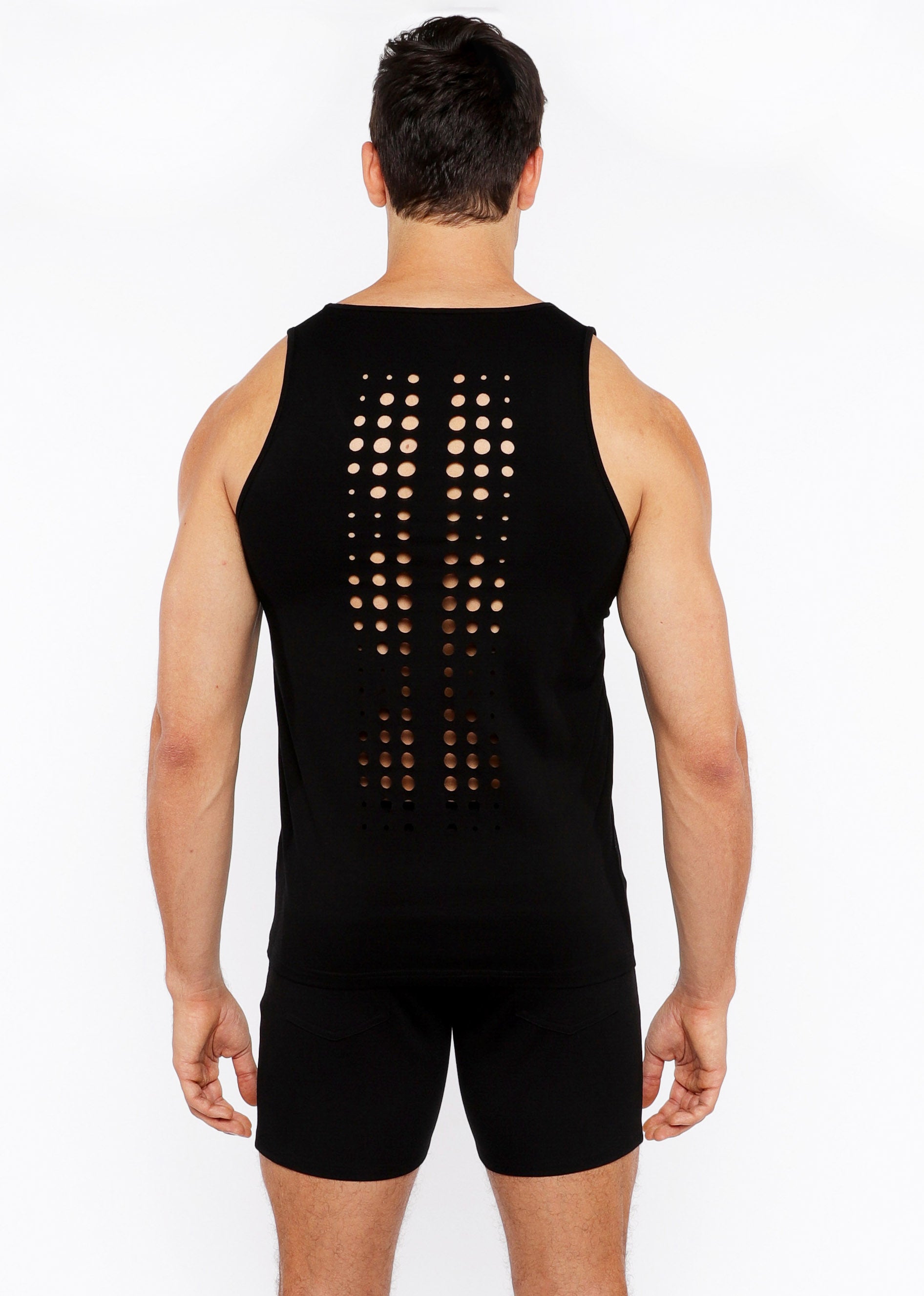 Black Circle Spine Laser Cut Tank Top