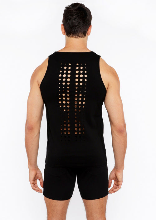Black Circle Spine Laser Cut Tank Top