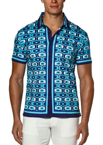 PREMIUM KNIT JERSEY SHIRT - BLUE/NAVY TOPS