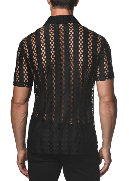 Stretch Knit Lace Honeycomb Shirt