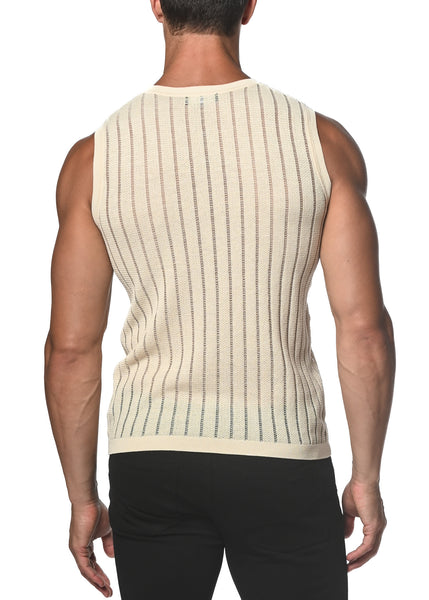Sheer Vertical Stripe Knitted Vest