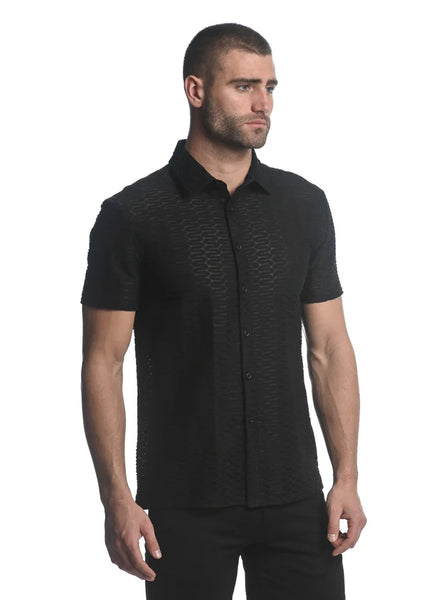 Maze Hex Gossamer Stretch Shirt Black