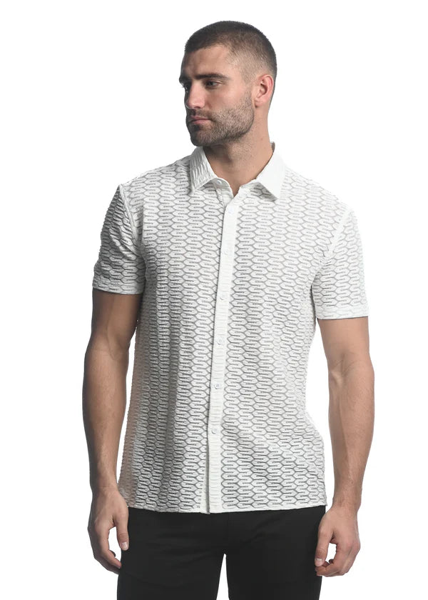 Maze Hex Gossamer Stretch Shirt White