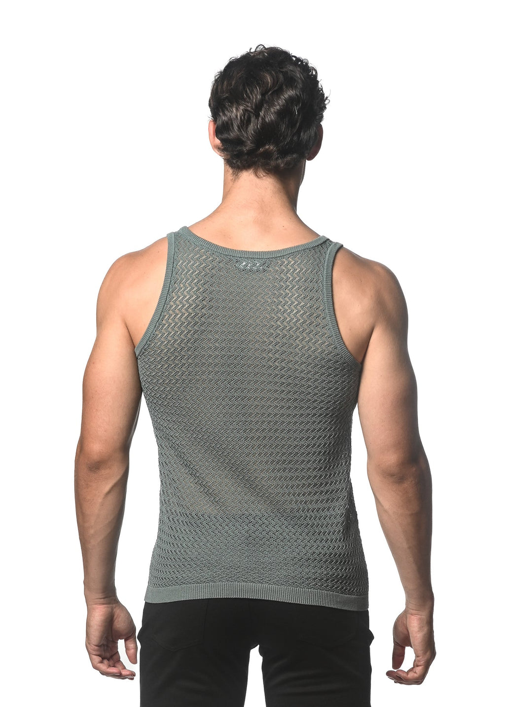 Open Mesh Chevron Knitted Tank