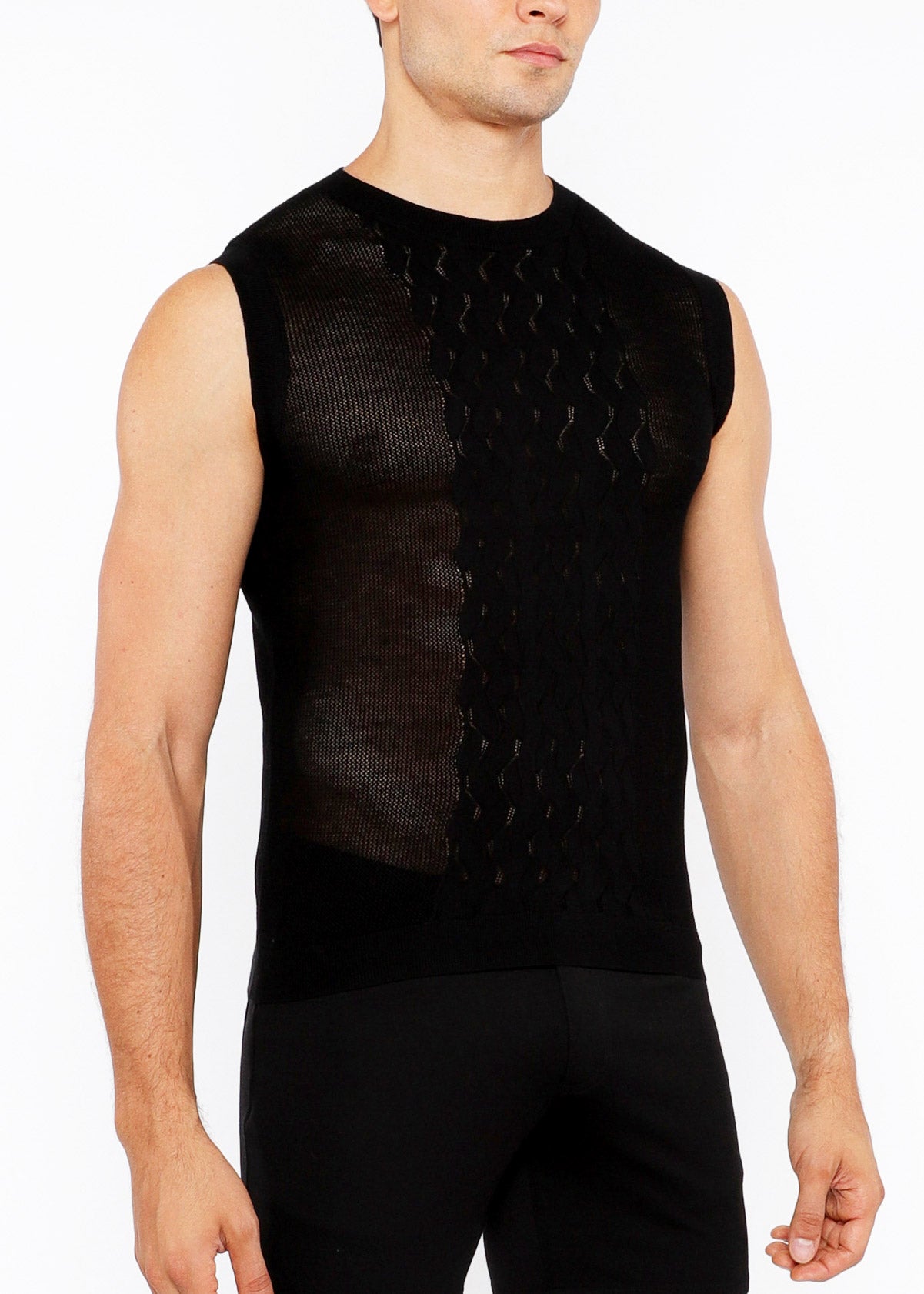 Pointelle Tux Open Knit Vest
