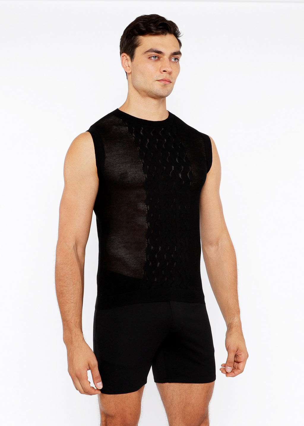 Pointelle Tux Open Knit Vest