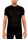 Textured Knitted Crew Tee Black