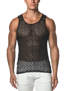 Squiggly Stretch Tank Top Black