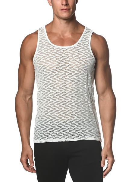 Squiggly Stretch Tank Top White