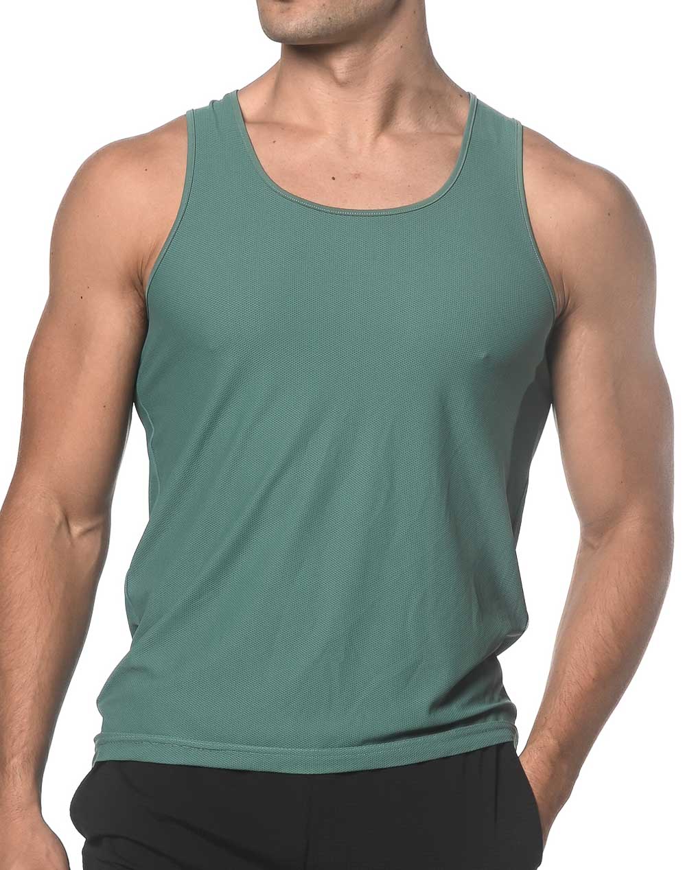 Textured Mesh Stretch Performance Tank Ocean