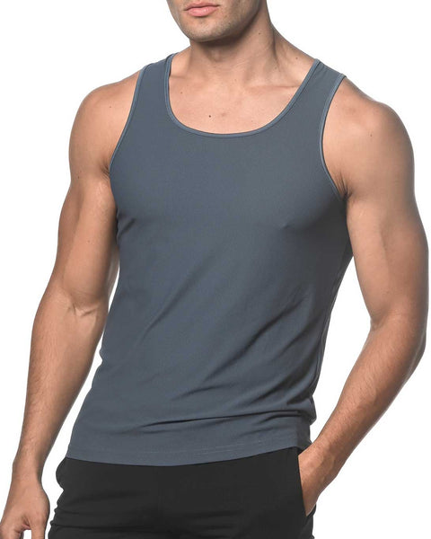 Textured Mesh Stretch Performance Tank Petrol