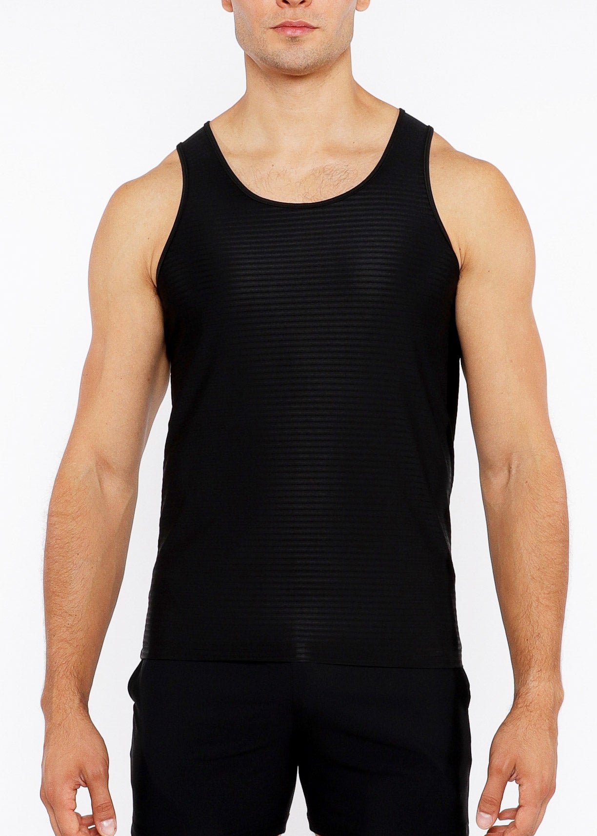 Textured Stretch Mesh Performance Tank