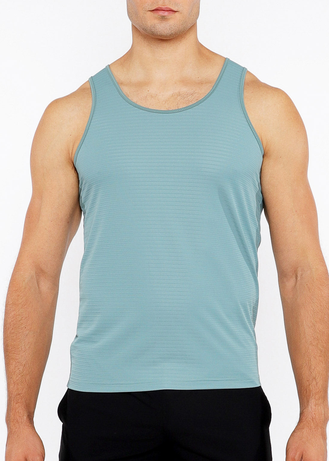 Textured Stretch Mesh Performance Tank Seaweed