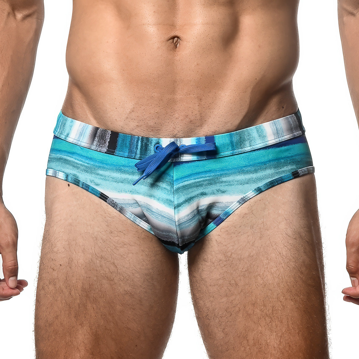 FREESTYLE SWIM BRIEF - Blue Stripe Teal