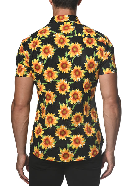 Stretch Jersey Knit Shirt - Sunflowers
