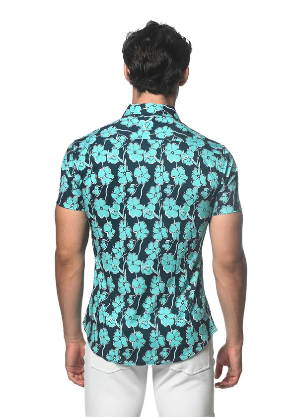 Floral Jersey Knit Shirt - Teal/Surf Floral Print