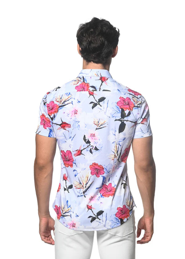 Floral Jersey Knit Shirt - Hibiscus Print