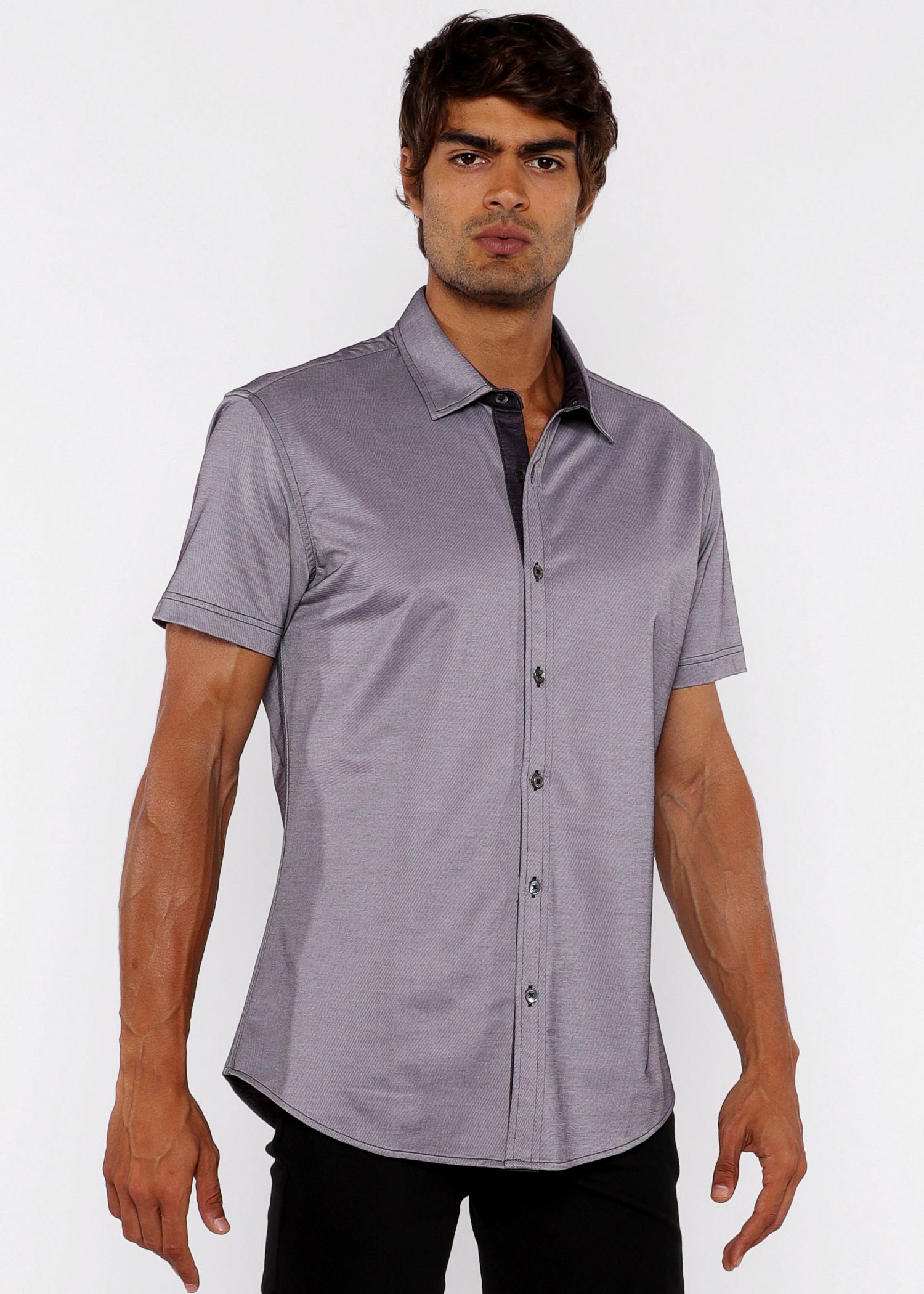 Solid Knit Stretch Jersey Knit Shirt