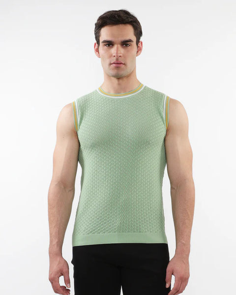 Textured Open Mesh Knitted Vest