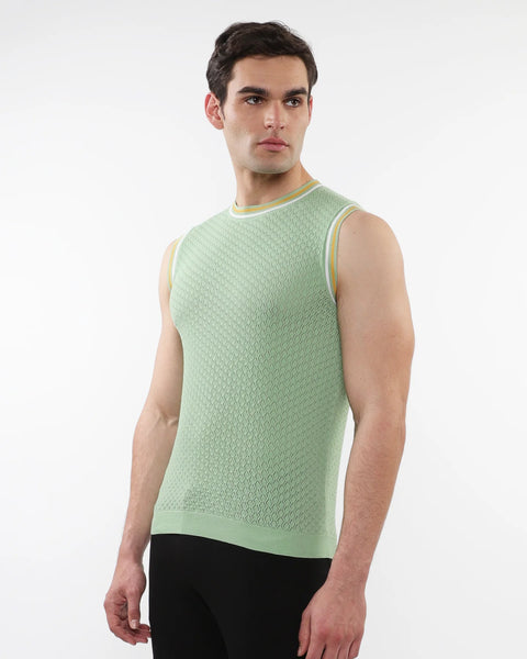 Textured Open Mesh Knitted Vest Relish