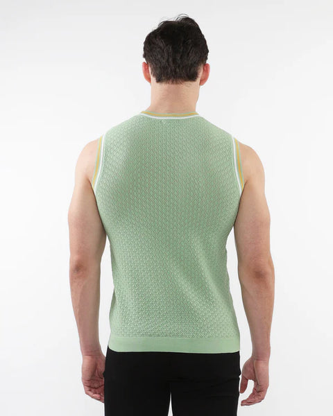 Textured Open Mesh Knitted Vest
