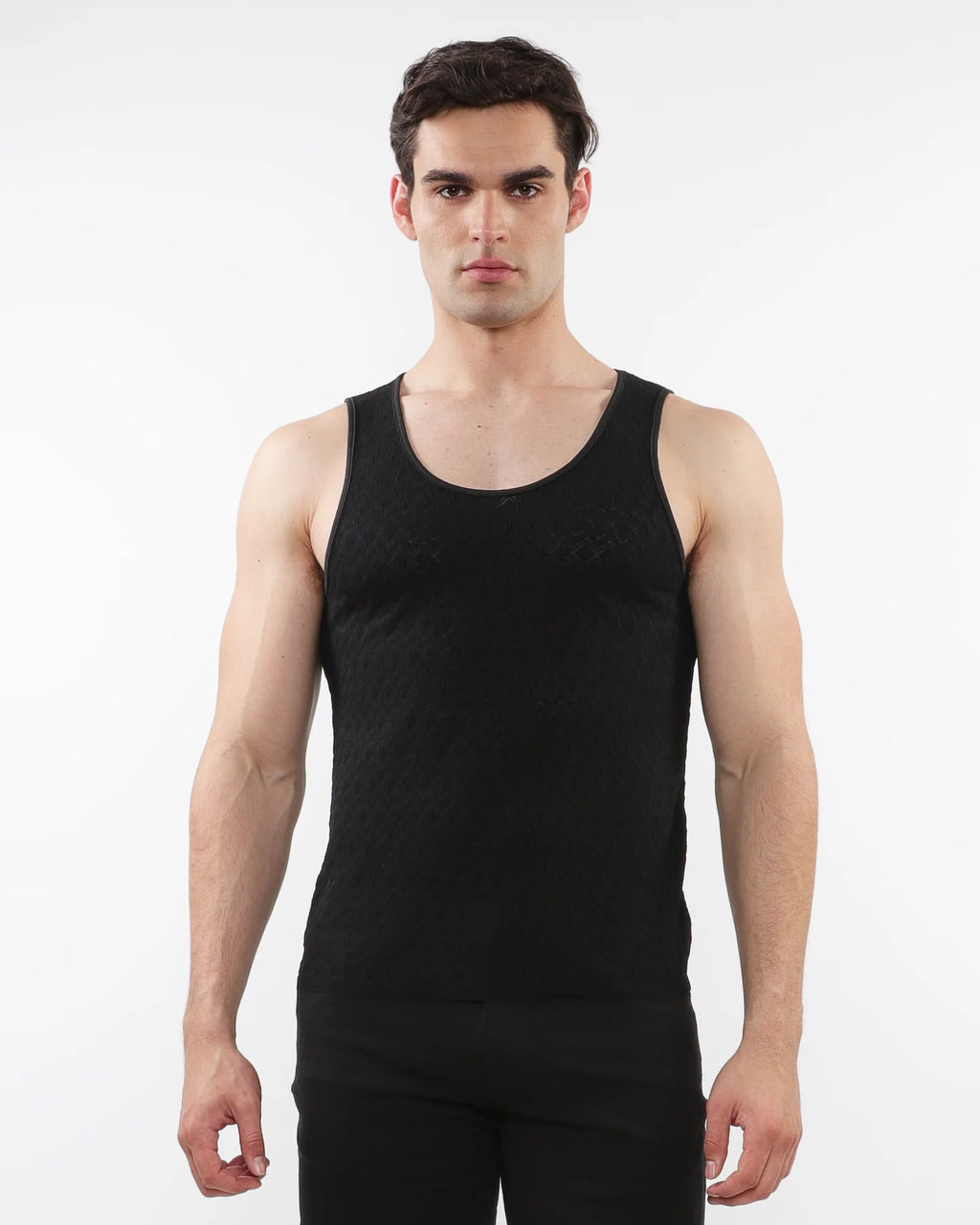 Chevron Gossamer Knit Tank Black