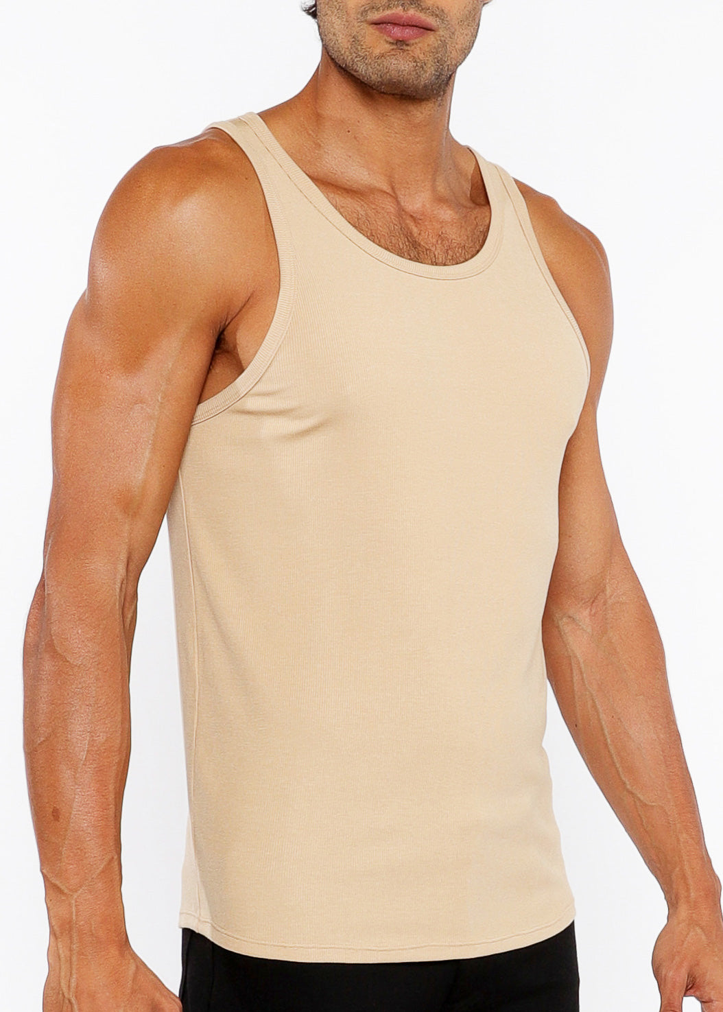 Rib Stretch Modal Tank Camel