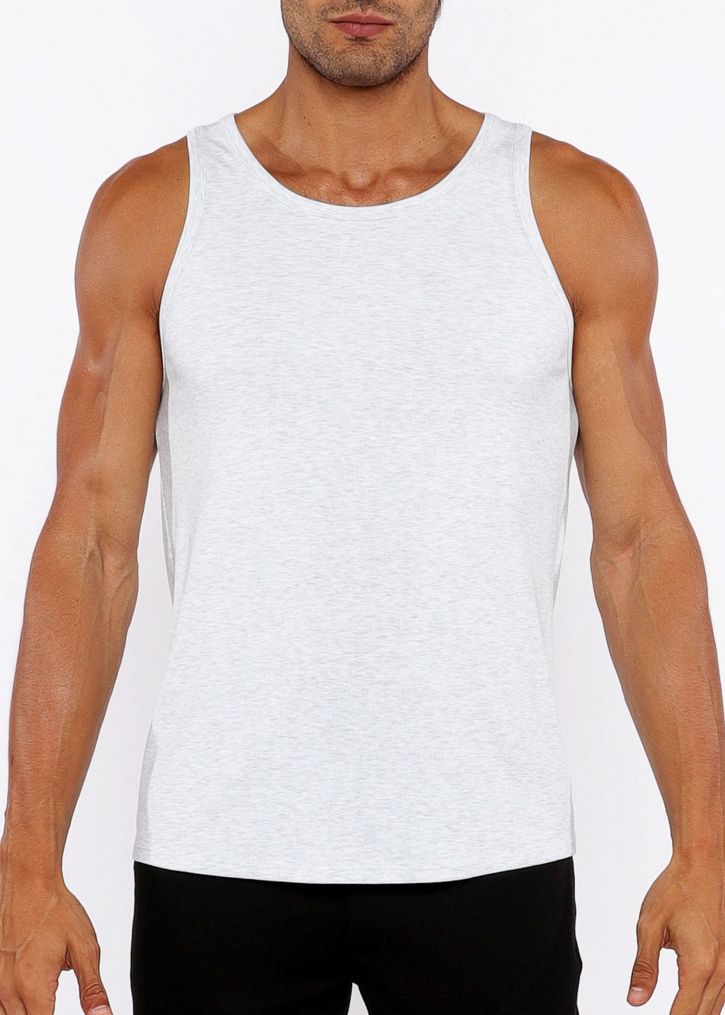 Rib Stretch Modal Tank Pastel Blue Heather