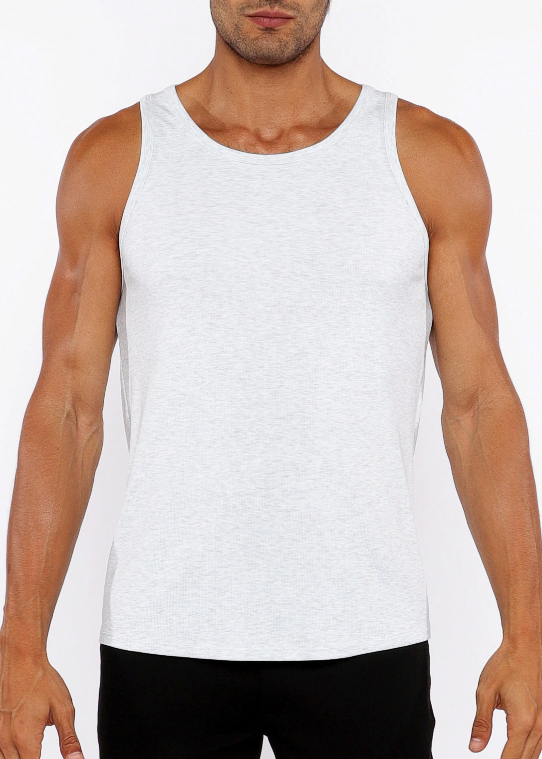 Rib Stretch Modal Tank Pastel Blue Heather