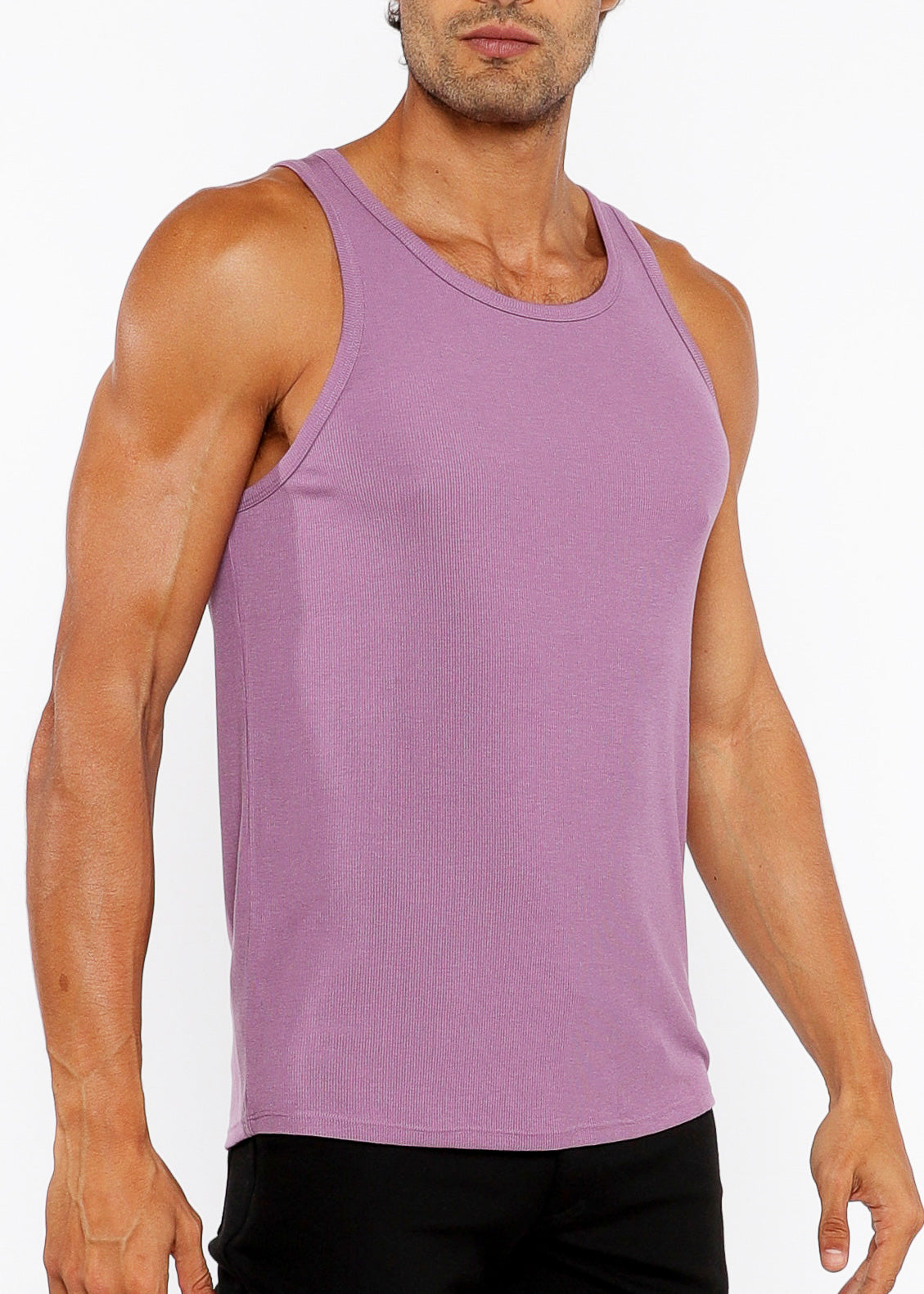 Rib Stretch Modal Tank Taro Purple